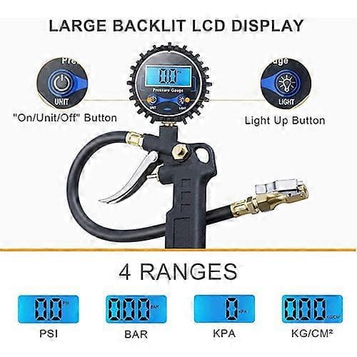 Digital däckpump med tryckmätare 250 PSI Digital däcktrycksmätare med pump EU