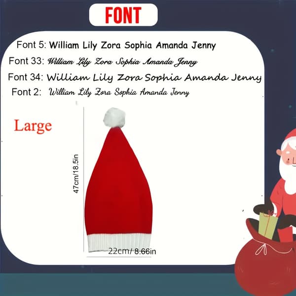 Personlig Tilpasset Hat, Julehat Small Font 33