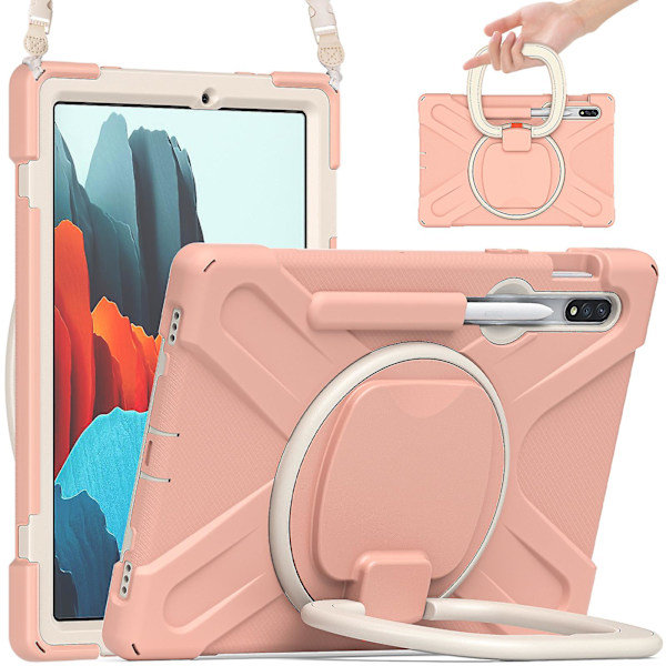 Fodral med magnetiskt stativ och pennhållare för Samsung Galaxy Tab S7 Plus Fe. Kompatibel med Galaxy Tab S6 Lite Tab A 10.1 A 8 A7 10.4 Cas Pink Tab S7plus T970 975
