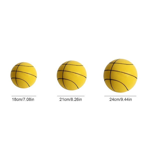 Handleshh lydløs basketball - Premium materiale, lydløs og blød skumkugle, trænings- og spilhjælp Gul Gul Yellow 24cm
