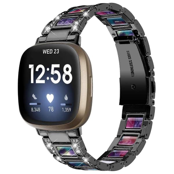 Kompatibel med Fitbit Versa 4 Klockarmband Multicolor Black/Purple Green Mix