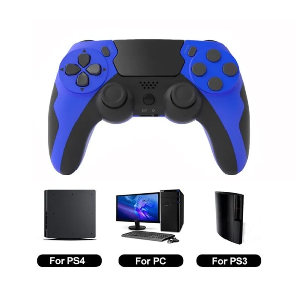 P48 trådlös spelkontroll med sexaxligt gyroskop spelkontroll för PS4 PS3-konsol Windows 7 8 10 Dual Vibration PC Joystick Blue black