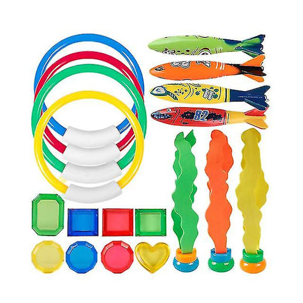 Sommer Børn Svømning Blæksprutte Pool Dykkelegetøj Vand Sport Vand Legetøj Dykkestav Ædelstenssæt Undervands Gribelegetøj Ddj 22pcs