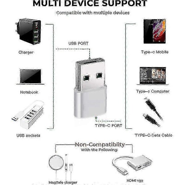 USB-C til USB Adapter [3-pak, Sølv], USB-A til USB-C, USB-C til USB, USB-C Adapter, USB-C Stik, USB Adapter, USB-C til USB, USB USB-C, USB-C/A Adapter