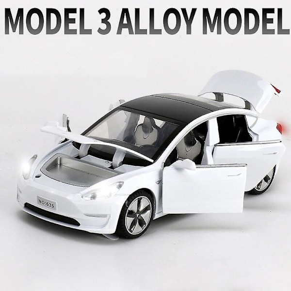 1:32 Tesla Model X Model 3 Model S Model Y Metalliseos Automalli Painevaletut Leluauto Ääni Ja Valo Lasten Lelut Lapsille Lahjat Poika Lelu Model 3 White