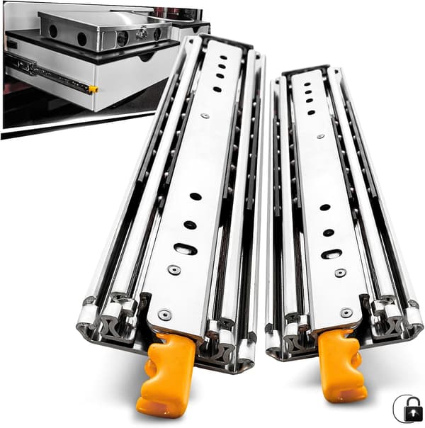 {YM}350mm Heavy Duty Drawer Slides, 760mm Width, with Locking Function Load Capacity up to 220kg, 1 Pair 350mm