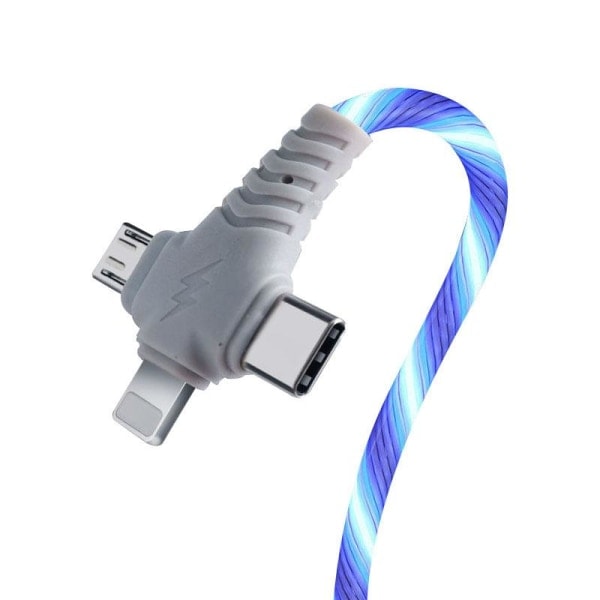 TG 3-in-1 USB-latauskaapeli valolla, 1 m - Sininen