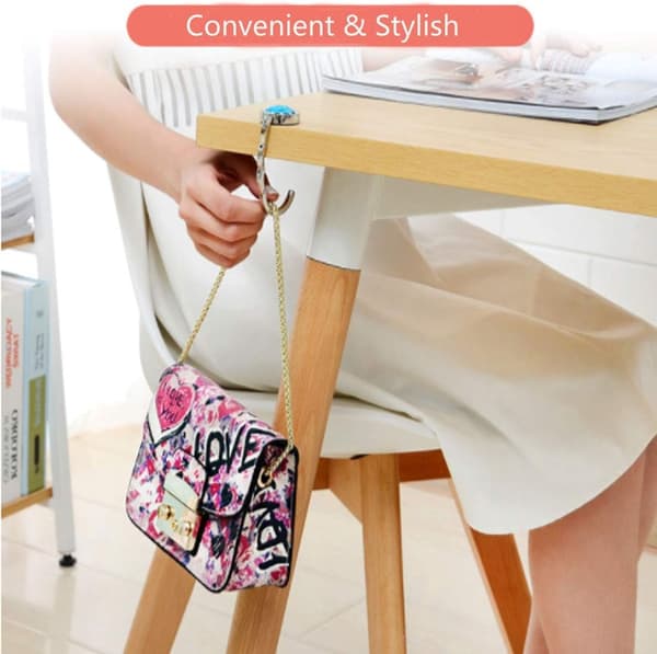{YM}3-pack Foldable Handbag Hanger Hook, Metal Foldable Handbag Hook