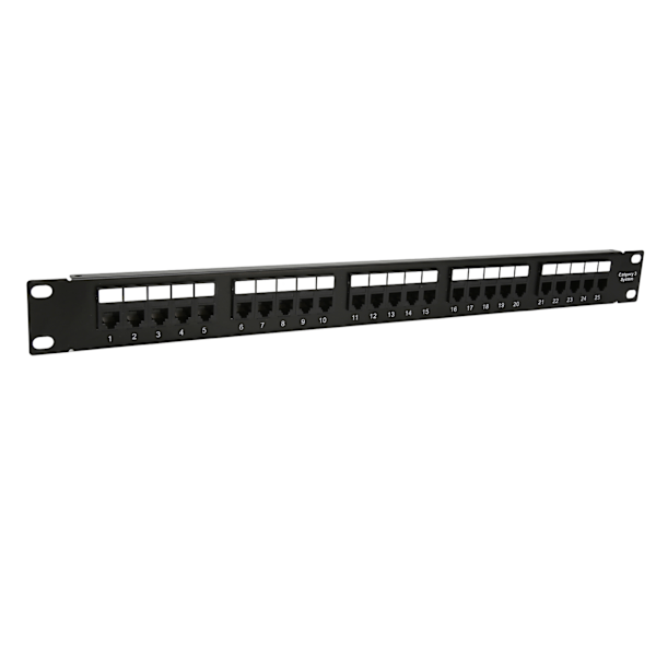 RJ11 Genomgående 25 Portar Anti-Interferens Guldpläterad Pin CAT3 Patchpanel för 19 Tums Rackskåp 0.7