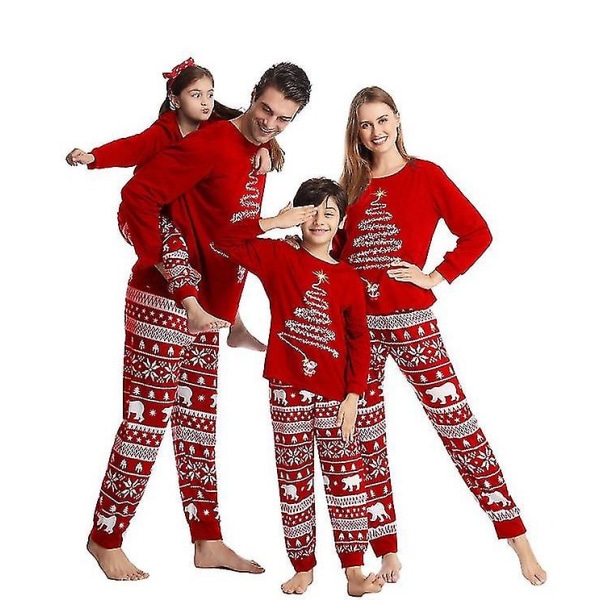 Christmas Pyjamas Familj Pyjamas Set Print Top och pläda byxor Sovkläder Children 5T