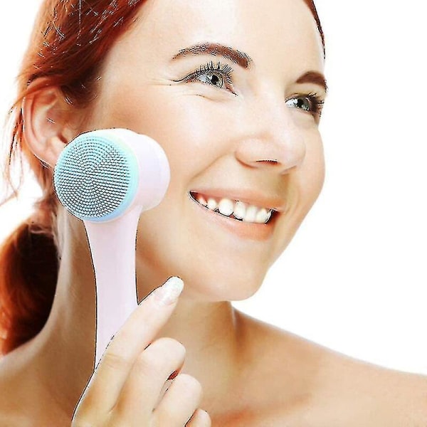Dubbelsidig silic Face Brush Ansiktsborttagning Produkt Pore Exfoliator Pink
