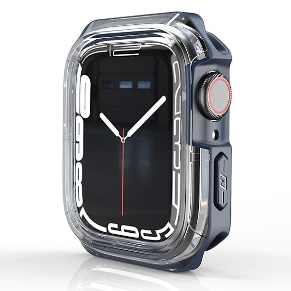 Tofarvet, stødsikkert, transparent/midnatsblåt TPU-etui til dit Apple Watch SE/Series 6/5/4 44 mm
