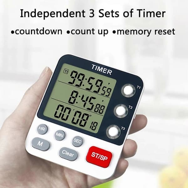 {YM}/NN/Digital Dual Kitchen Timer, 3 Channels Count Up/Down Timer, Cooking Timer, Large Display, Loud Volume Alarm and Flashing White