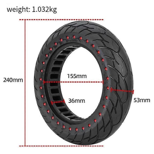 För elscooter däck 10x2.125 Dubbelt Honeycomb Däck Halkfritt Slitstarkt Solid Däck Black Red