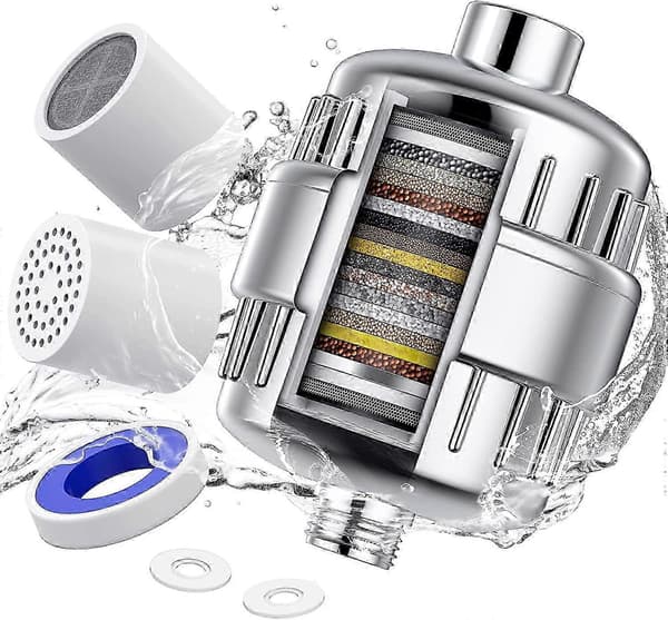2 Patroner Dusjfilter Fjerner Klor i Polert Kromfinish