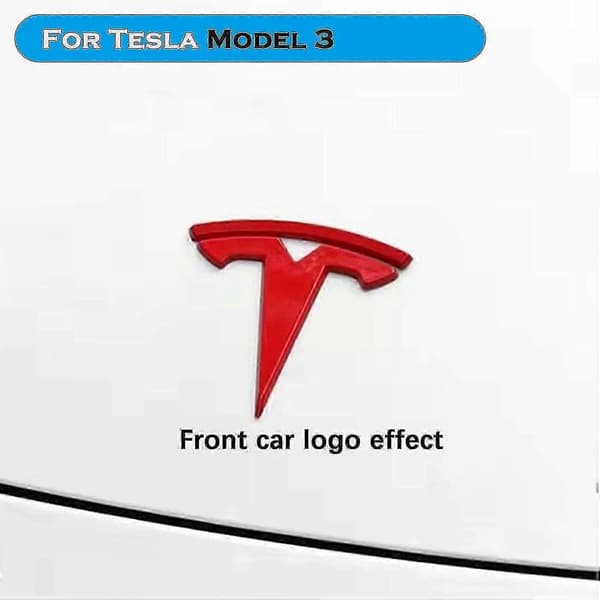 Tesla Model 3 auton ohjauspyörän logotarrat (punainen)