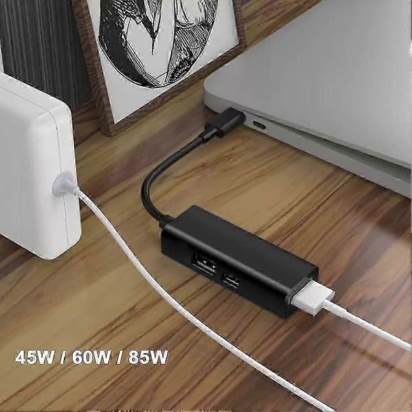 USB-C 3-i-1 MagSafe Adapter Type C Til MagSafe 1/2 Konverter Til Notebooks - God White