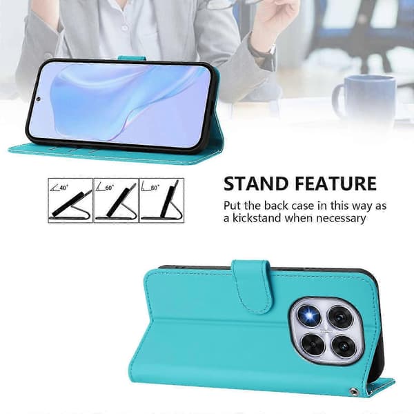 PU-deksel i solid farge for Redmi Note 14 Pro 5G / 14 Pro+ 5G Lake Blue