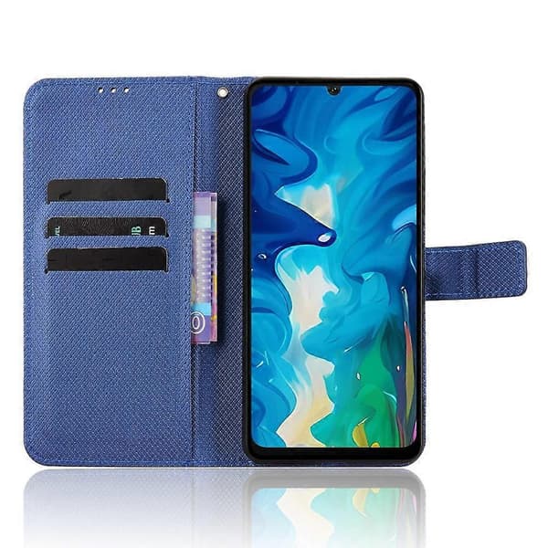 Timanttikuvioinen nahkainen puhelinkotelo Blue For Doogee Note 59 / Note 59 Pro