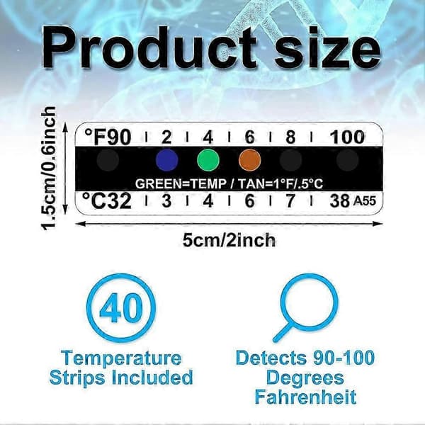 40 Stykker Temperaturstrips Testlim Temperaturstrips 32 til 38 Grader Celsius BlackWhite
