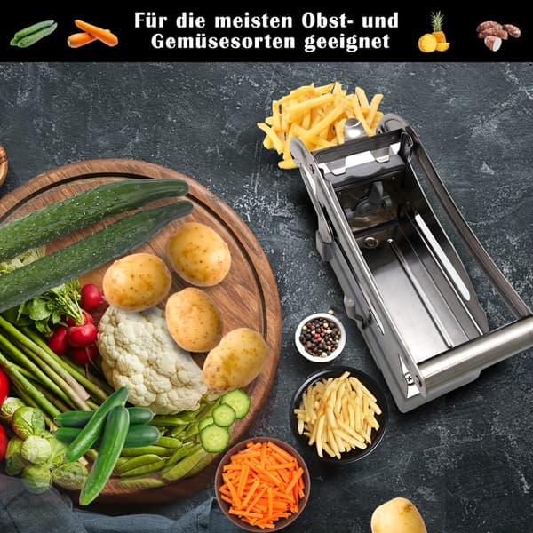Grønnsakskutter, pommes frites-kutter Sølvfarvet grå