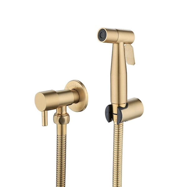 Badeværelse Toilet Bidet Armatur Sæt Børstet Guld Vægmonteret Bidet Sprøjte Bruser med Afspærringsventil