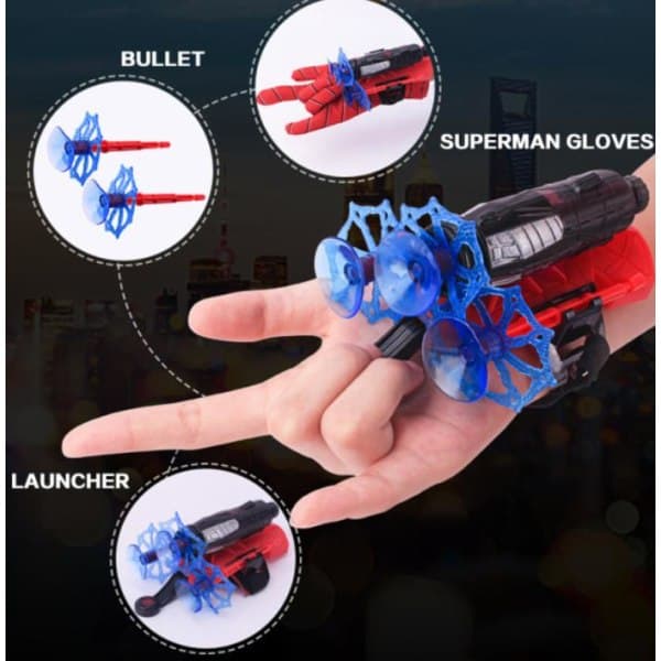 {YM}Barn Spiderman Web Shooter Launcher Leksakshandskar Pil Rollspel
