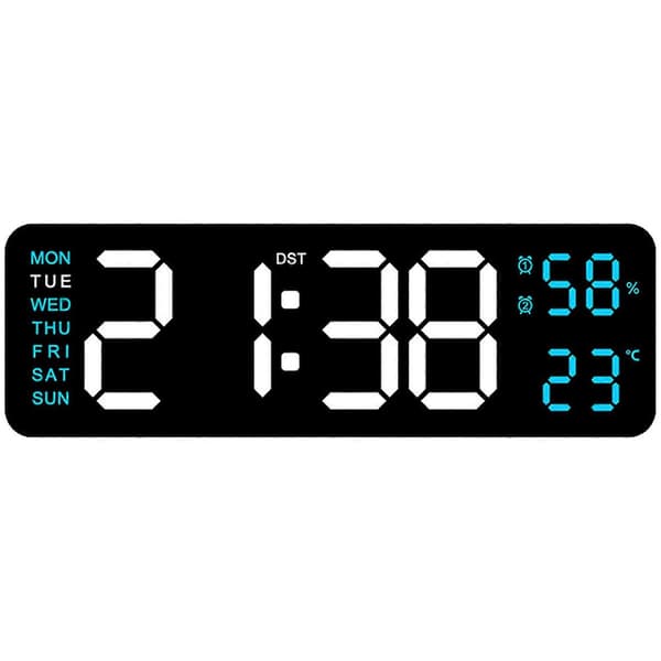 Väggklocka, Väggtimer, Elektronisk klocka Rektangulär LED-display Datum Vecka Temperatur Luftfuktighet Väckarklocka Temperatur Datum och Veckovisning