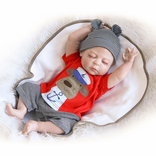 Baby 48 cm hel silikonviktad kropp Realistiskt utseende baby Verkligt verklighetstrogna Anatomiskt korrekta presenter till nyfödda baby för ålder 3+