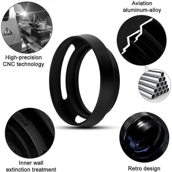 52mm Metal Ventileret Modlysblænde til Leica (Sort) Black