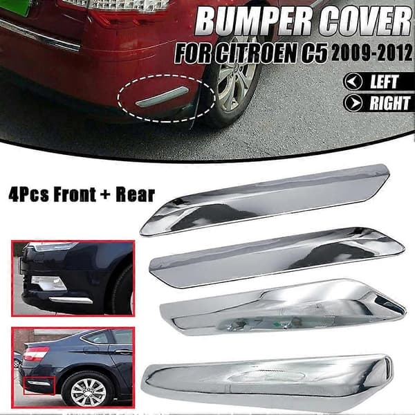 4 stk Bil Front+Bakre Støtfanger Strip Deksel Trim for C5 2009-2012