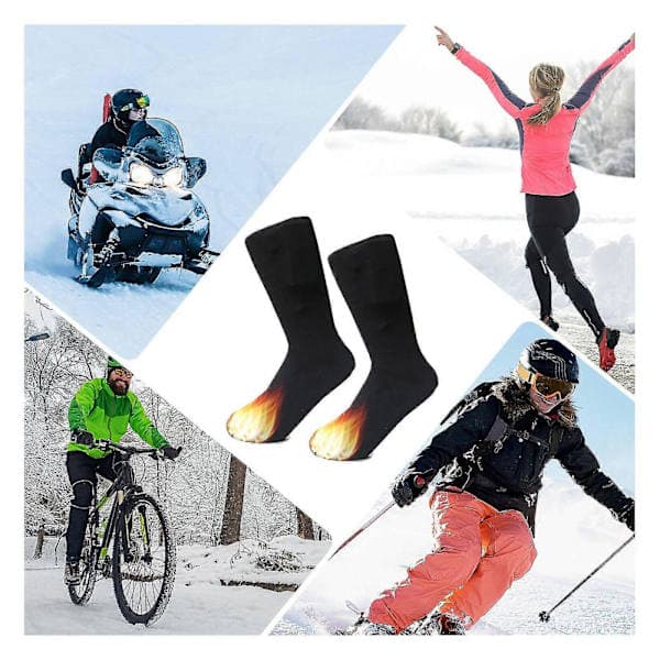 {YM} Heated Socks Winter Warm Long Thick USB Rechargeable Heating Socks 3v 3v