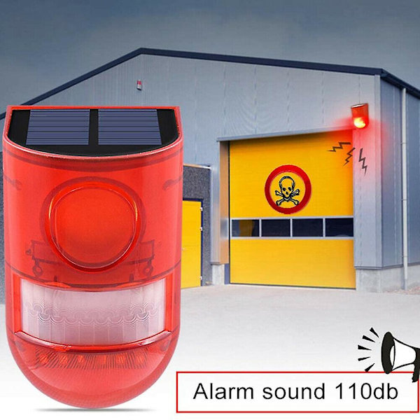 Solar Alarm LED-lys Solar Strobelys Trådløs Bevægelsessensor Detektor Udendørs