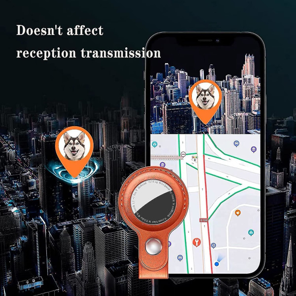 4-pack Nyckelring Läder Airtag Fodral Tracker Locator Passar Apple Hundhalsband