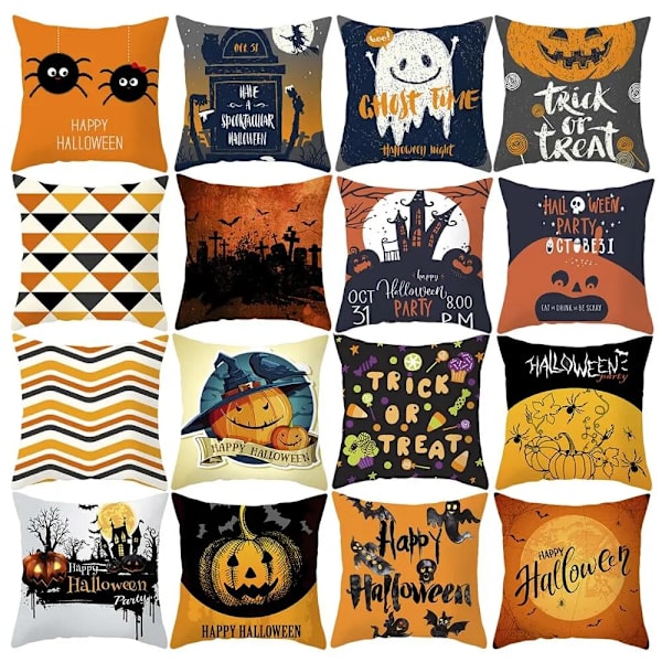 2023 Halloween Putetrekk Halloween Dekorasjon for Hjem Spøkelse Gresskar Flaggermus Putetrekk Skrekk Knask Eller Knep Festutstyr