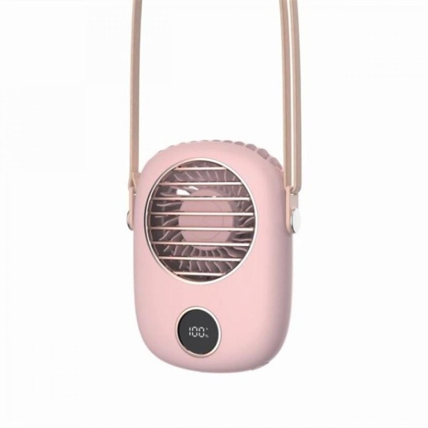 Sommar luftkylare hängande halsfläkt med USB uppladdningsbar bärbar luftkylningsfläkt Stark vind Lata utomhussporter Hypocrisy Fan | Fläkt (rosa)