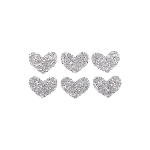 6st Love Heart Rhinestone Patches Iron-On Bag Väska Strykplagg Sy 6st Heart