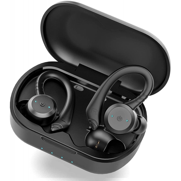 Trådlösa sporthörlurar Bluetooth 5.1-headset, Bluetooth -hörlurar HD stereobas (svart)