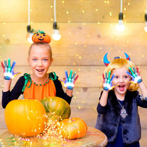LED-handskar Light-up Festtillbehör Handskar Flerfärgad för jul, Coola leksaker för färgglada blinkande Light Up Handskar för barn Adult 24CM