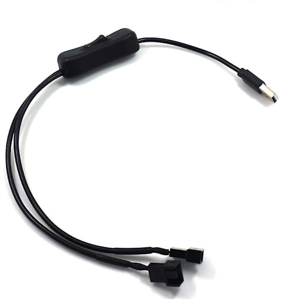 40cm USB - 3-nastainen / 4-nastainen PWM 5V tuulettimen virtasovitin kaapeli virtakytkimellä