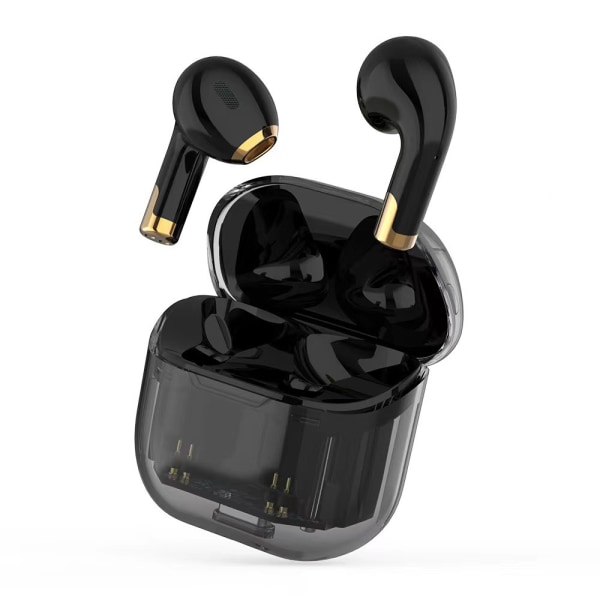 Trådlösa Bluetooth öronsnäckor med case av typ C In-ear-headset Ipx vattentätt Premium ljud Djup bas hörlurar Svetttäta hörsnäckor (svarta)