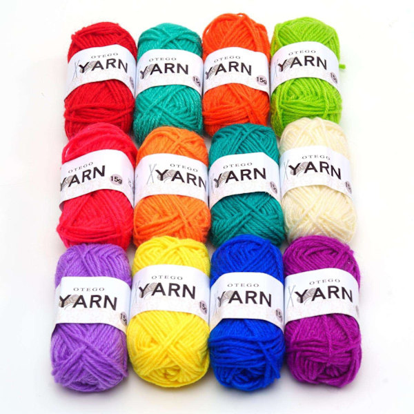 12 st Akryl Garnspolar för Stickning & Virkning (26 m/rulle) multicolor