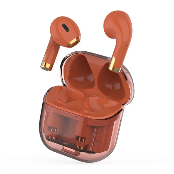 Trådlösa Bluetooth öronsnäckor med typ-C case In-ear-headset Ipx vattentätt premiumljud Djup bas hörlurar Svetttäta hörsnäckor (orange)