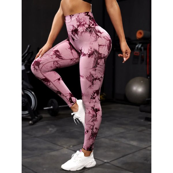 Tie Dye Yoga Byxor Sport Leggings Kvinnor Sömlös Hög midja Push Up Kvinna Strumpbyxor Fitness Träning Leggins Gym Kläder 2023 Ny Pink violet S