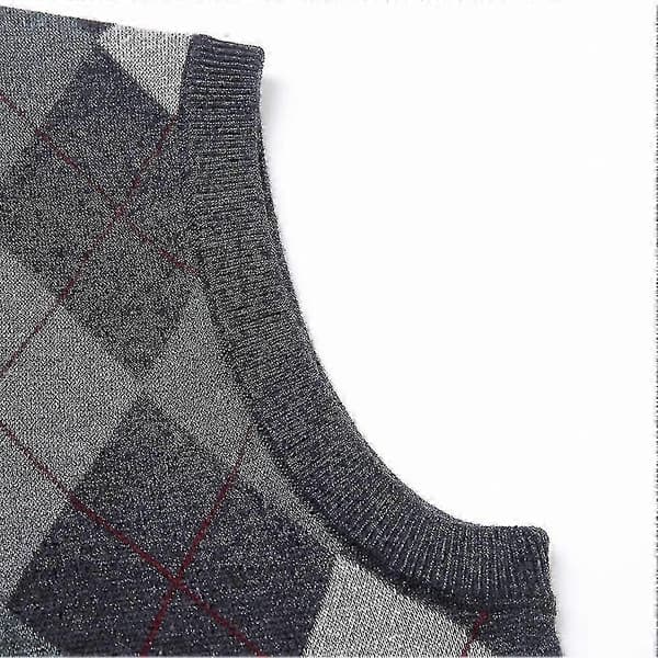 2025 Yynuda Herr Cashmere Pullover Ullblandning Ärmlös Stickad V-ringad Tröja Dark Grey XL