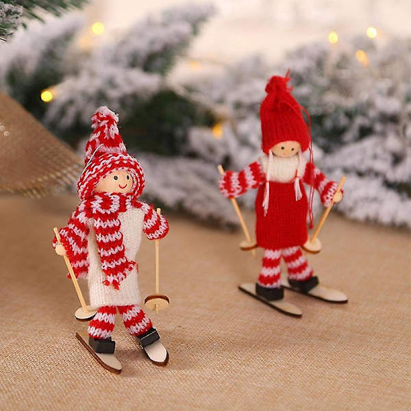 Julgranshängen Söta Släde Dekoration Skidåkningsdocka Hantverk Tomtar Ornament För Partydekor 3
