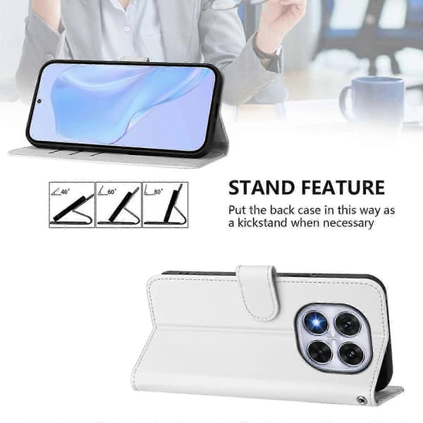 PU-deksel i solid farge for Redmi Note 14 Pro 5G / 14 Pro+ 5G White