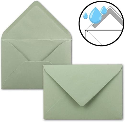 {YM}50 konvolutter i eukalyptusgrønn, 18,4 x 13,4 cm
