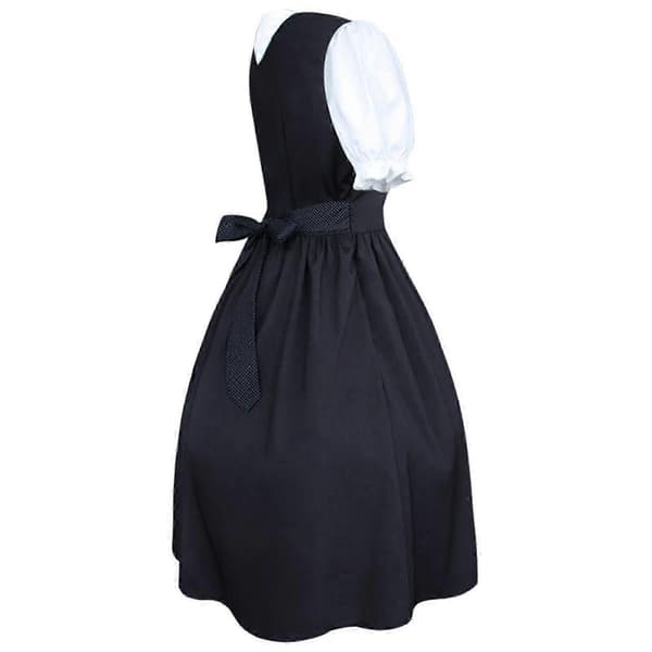 Dirndl til kvinder, 2 dele med forklæde og bluse, sort hvid klassisk stil XXXL