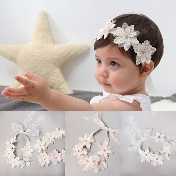 Spetsband för baby, babyblomma, hundra dagar fotografering, sött hårband